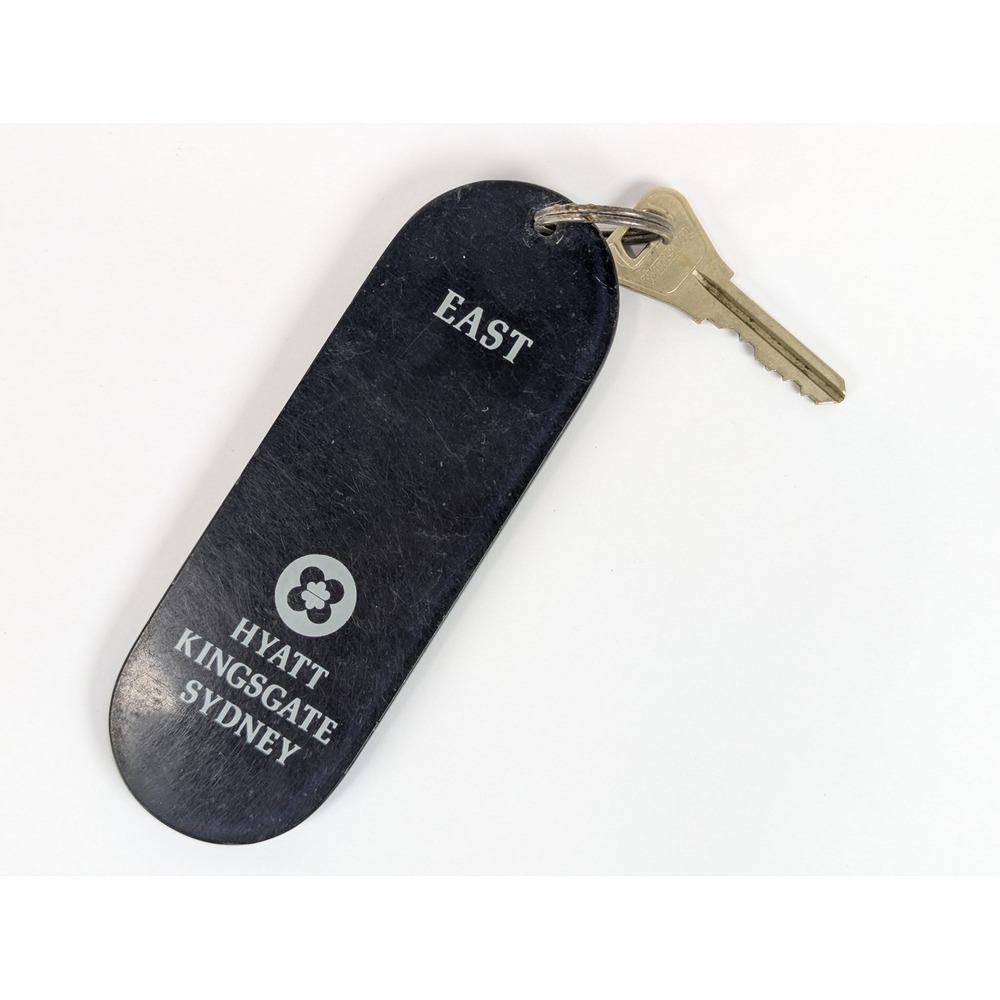 Vintage Hyatt Kingsgate Sydney Hotel Room Key Tag Weiser Black Plastic Metal Key